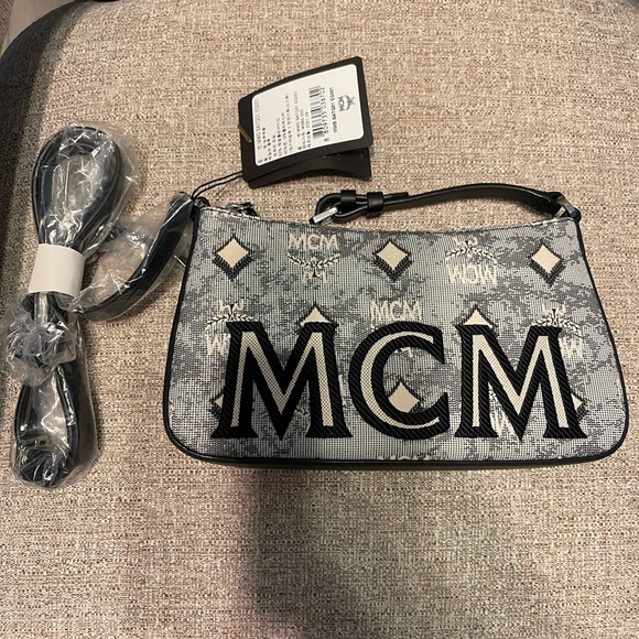 MCM Handbags - MCM Black and Gray Crossbody Bag